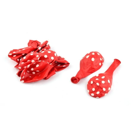 Unique Bargains Festival Latex Dot Pattern Decor Round Balloons Red 12 Inches 10 Pcs
