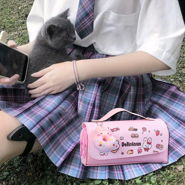 Estuche Para lápices JShteea Kawaii grande rosa donut Para Estrenar