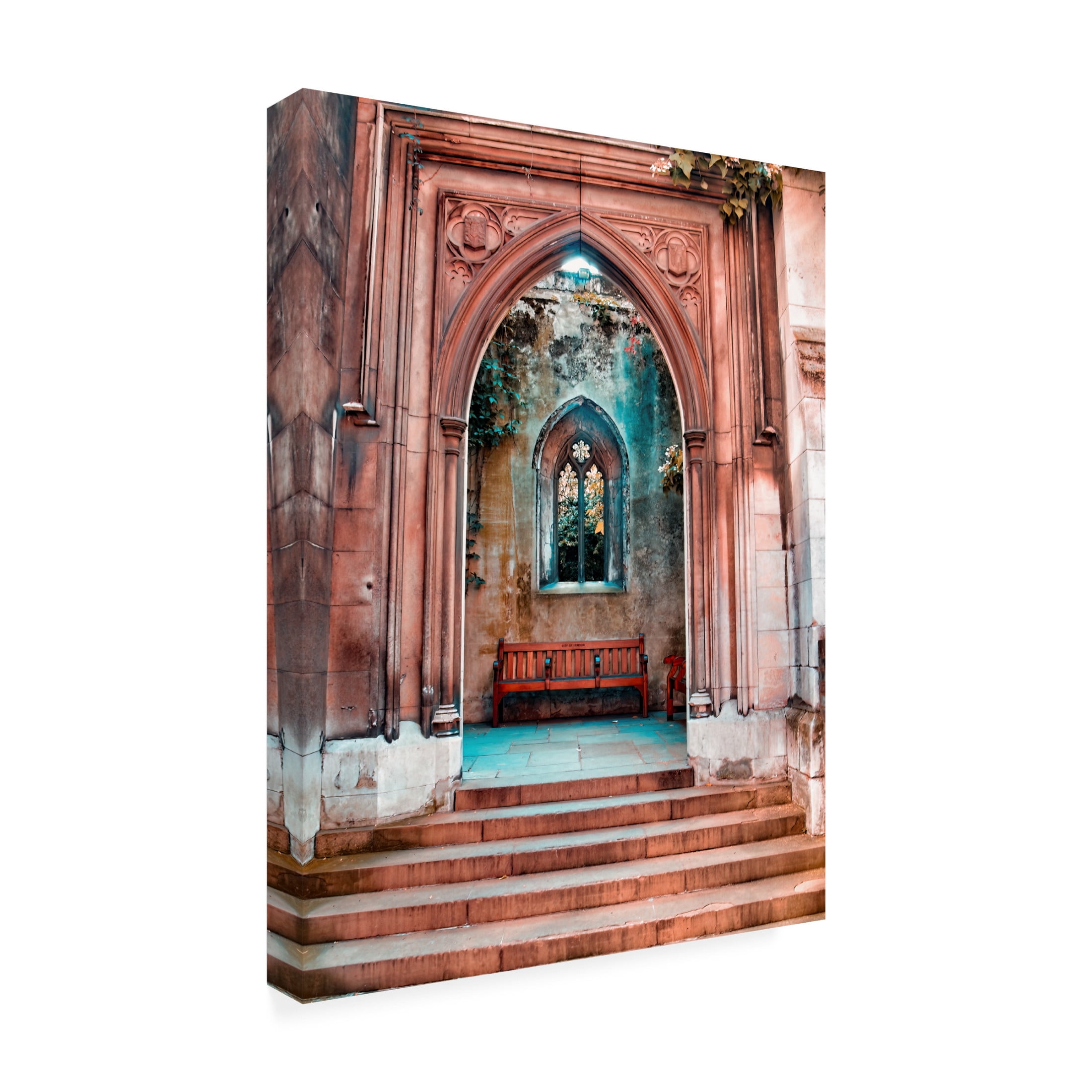Canvas Wall Art - Mark A Paulda 'St Dunstan In The East Entrance' Wall Art for Living Room, Bedroom, or Office Décor by Trademark Fine Art - 18 x 24 Inches