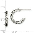 thumbnail image 4 of Sterling Silver Antique Post Hoop Earrings (16 X 16) Made In India qe8597, 4 of 5