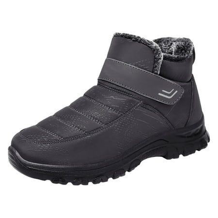 Durtebeua Winter Boots For Women Waterproof Womens Snow Boots Winter Warm Booties Fur Lined Anti-Slip Ankle Boots Outdoor Slip On Waterproof Booties Comfortable Warm Shoes Grey 8.5
