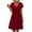 Red, variant on Mikilon Summer Dresses for Women V-Neck Short Sleeve Flowy T-shirt Dress Casual Loose Sundress with Pockets
