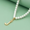 thumbnail image 4 of Dainty 18K Gold Plated Initial Pearls Chain Necklace for Women, 16''+3.5'' Length 0.3'' Round Imitation Pearls Chain Personalized 26 Capital A-Z Initial Charm Pendant Necklaces for Women, 4 of 5