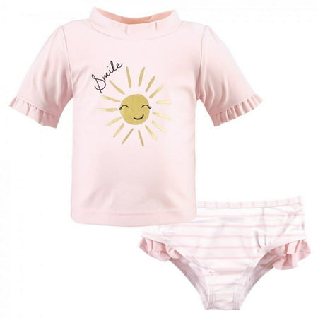 UPC: 0660168253108 | Hudson Baby Toddler Girl Swim Rashguard Set Smile Sunshine 2 Toddler