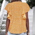 thumbnail image 2 of Top de manga corta para mujer, cuello en V, camisa con estampado floral, manga con volantes, camisa suelta, Top informal de verano amarillo S, 2 of 5