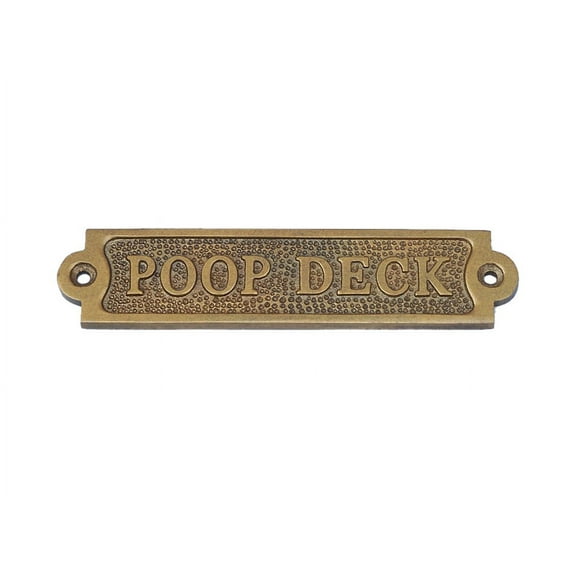 Antique Brass Poop Deck Sign - Poop Deck Sign - Funny Vintage Wall Sign