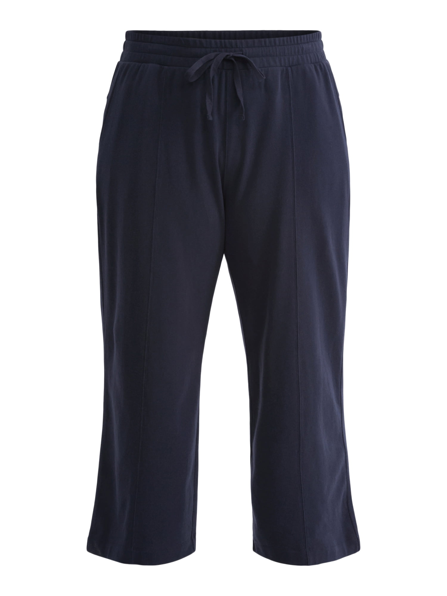 Terra & Sky Women’s Plus Size Cropped Knit Pants, 25" Inseam, Sizes 0X-4X