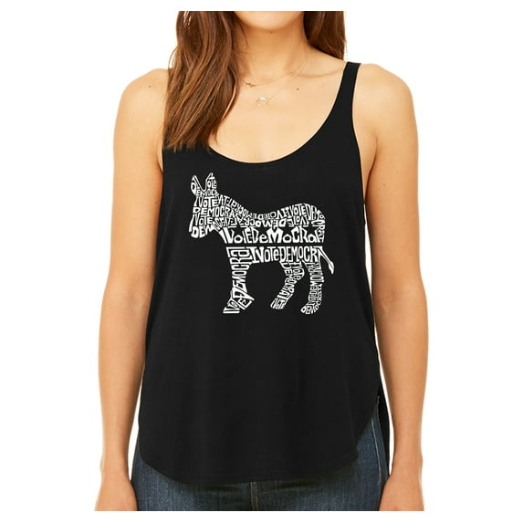 LA Pop Art Women's Premium Word Art Flowy Tank Top - I Vote Democrat