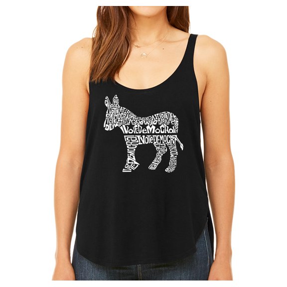 LA Pop Art Women's Premium Word Art Flowy Tank Top - I Vote Democrat