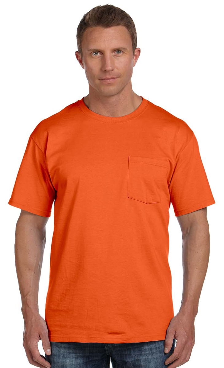 Fruit of the Loom - 3931P Pure Cotton Pocket T-Shirt -Burnt Orange ...
