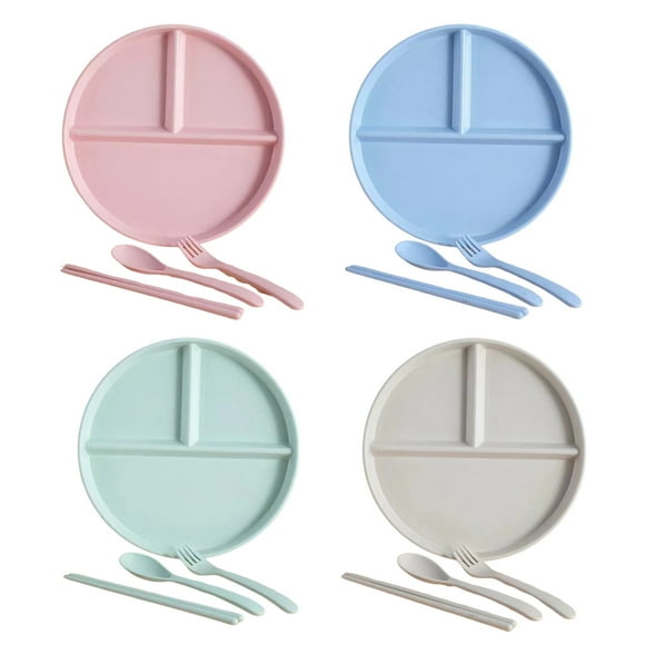 1 Set Divided Dinner Plates Unbreakable Portion Control Divided Diet Plates Reusable Picnic Plates Microwave Dishwasher Safe
