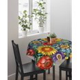 thumbnail image 4 of Boho Colorful Floral Suqare Tablecloth - 54 x 54 Inch, Spring Flower Botanical Sunflowers Plant Waterproof & StainResistant Tablecloth, Washable Oil-proof Table Cover for Dining/Party/Wedding/Buffet, 4 of 9