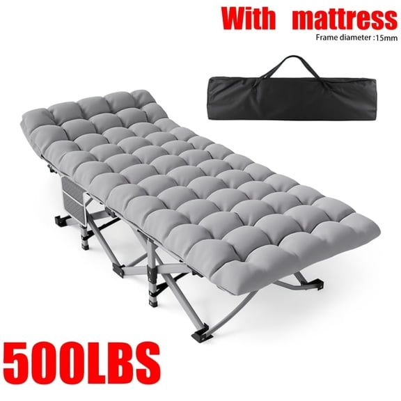 Camping Cot for Adults with 2 Sided Mattress - 78" x 28" Cot, 1200D Oxford Portable Cot Bed with Carry Bag for Camp Travel Guest
