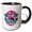 Black/White, variant on 3drose, Pink Flamingo on a Tropical Beach at Sunset. Christmas in July Gift, 11oz Two-tone Blue Mug