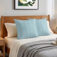 thumbnail image 6 of Pillow Covers 16x16 Set of 2, Sky Blue Striped Throw Pillow Covers Decorative Couch Cushion Cover, Farmhouse Stripes Modern Vintage Microfiber Soft Square Pillowcases for Bedroom Living Room Sofa, 6 of 9