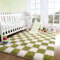 thumbnail image 4 of ZENELESS Checkered Fluffy Area Rugs for Living Room,4x6 Soft Plush Carpet for Bedroom Bedside Kids Teen Dorm Nursery Home Decor,Creamy White and Green, 4 of 7