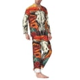thumbnail image 2 of Naloa Western Desert Cactus Ram Skull Men’s Pajamas Set - Long Sleeve Button Down Sleep Shirt and Pajama Bottoms Sleepwear Set-, 2 of 7