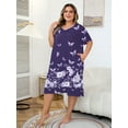 thumbnail image 5 of PinkBeautiM Nightgowns for Women Plus Size Print V Neck House Dress with Pockets, 5 of 6
