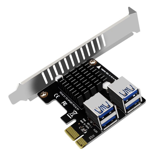PCIe a PCI-E X1 4 puertos Tarjeta extendida de escritorio 1X USB 3.0 Convertidor PCIe de escritorio