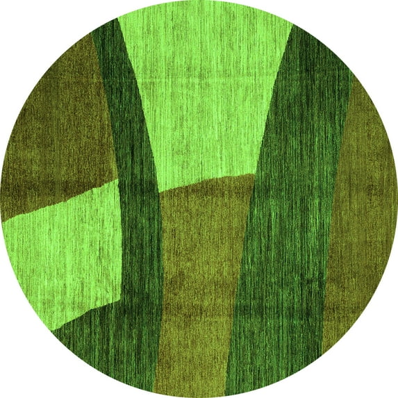 Ahgly Company Indoor Round Abstract Green Modern Area Rugs, 6' Round