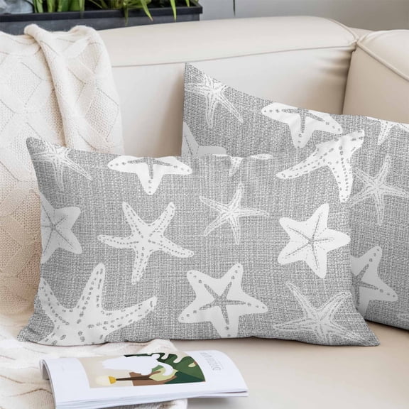 Coastal Starfish Pillow Covers 24"x36", Gray Nautical Vintage Marine Life Soft Brushed Microfiber Breathable Throw Pillow Covers, Decorative Pillowcase with Zipper for Couch Sofa Bedroom Living Room