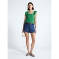 thumbnail image 3 of Free Assembly Women's and Women's Plus Square Neck Cotton Sweater with Flutter Sleeves, Sizes XS-4X, 3 of 6