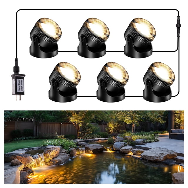 Luces para estanque POPOSOAP 6 LED blanco cálido IP68 a prueba de agua