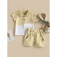 thumbnail image 2 of GXFC Toddler Baby Boys Summer Outfits Infant Boys Short Sleeve Lapel Shirt Tops+Shorts Set Casual Clothes 2Pcs 0-3T, 2 of 8