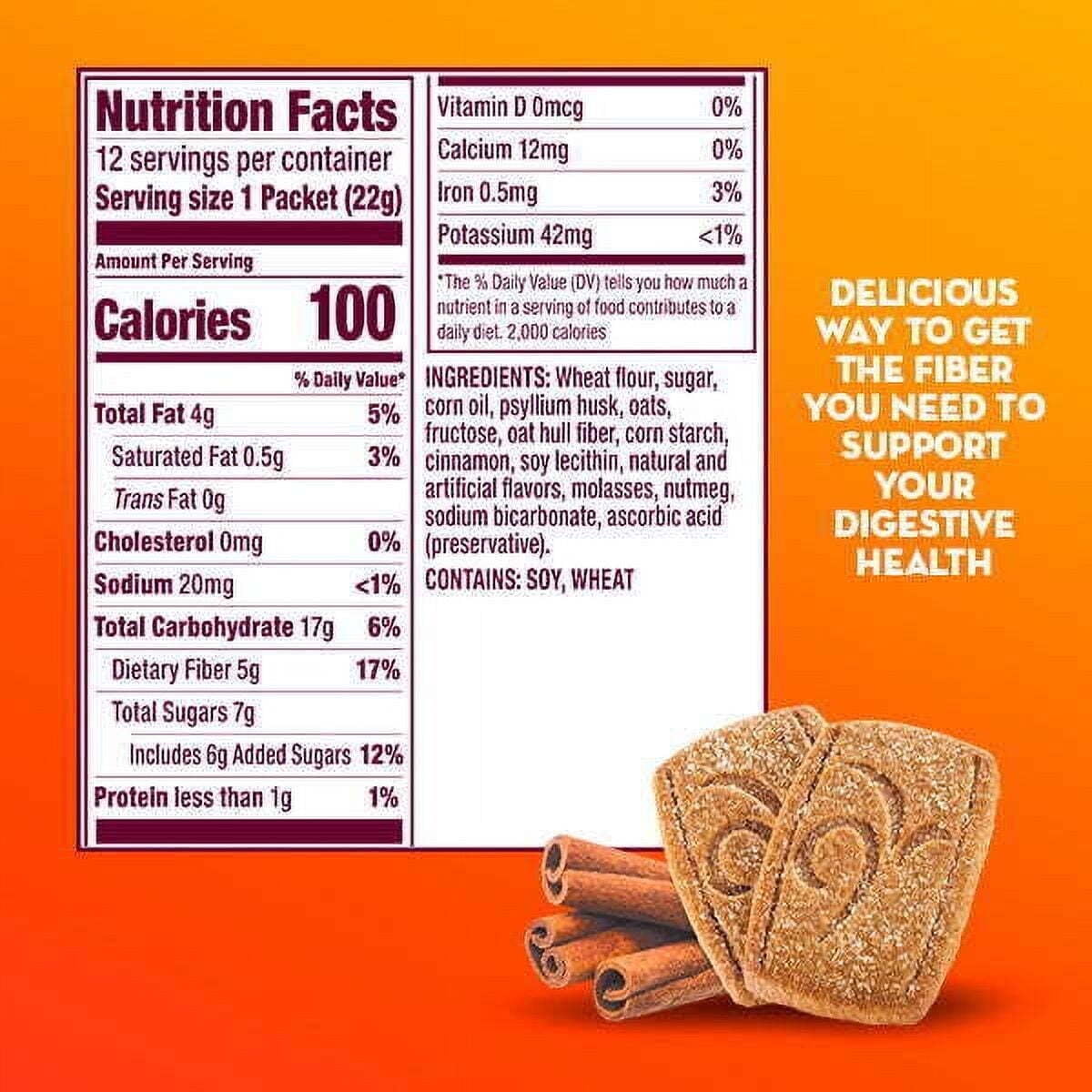 Metamucil GLP-1 Friendly Fiber Thins, Fiber Powder Food, Cinnamon Spice, 24 Count