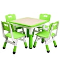thumbnail image 1 of YUSAZENS Ensemble Table et 4 Chaises à Hauteur Réglable, Résistant aux Graffitis pour Tout-Petits de 2 à 10 Ans Vert, 1 of 7