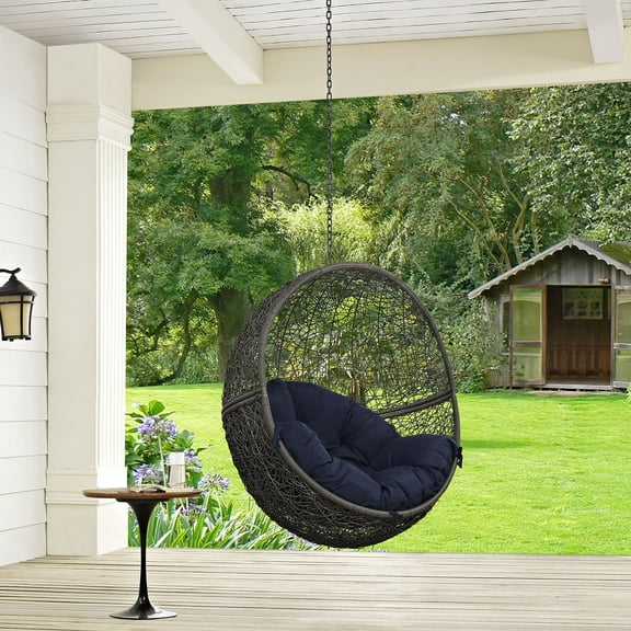 Modway Hide Outdoor Patio Swing Chair Without Stand in Gray Navy
