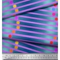 thumbnail image 2 of Soimoi Purple Cotton Voile Fabric Floral Dot & Stripe Printed Fabric 1 Yard 56 Inch Wide, 2 of 3