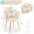 thumbnail image 2 of Wubio Petal Makeup Vanity Chair with Back,Flower Cute Girls Desk Chair Comfy No Wheels,Modern Dining Chair,Small Accent Chair with Adustable Gold Legs&Bow Pillow for Home Office,Bedroom,Velvet,Beige, 2 of 18