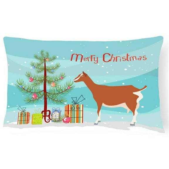 Carolines Treasures BB9248PW1216 Toggenburger Goat Christmas Canvas Fabric Decorative Pillow, Teal, 12H x16W, multicolor