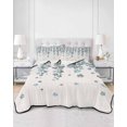 thumbnail image 2 of Quilts Twin-XL Size Bedding Set, Spring Cherry Flowers Lightweight Quilted Comforter, Blue-green Gray Floral Blossom Beige Soft Bedspread Coverlet with Pillow Covers for All Season, 68" x 98", 2 of 7