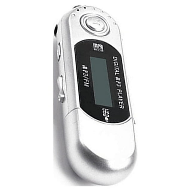 QualitChoice 2 in 1 Mini MP3 Player Lossless Sound Support 32G Flash Drive LCD Music Player Automatic Shutdown One Finger Control Sliver 1Set
