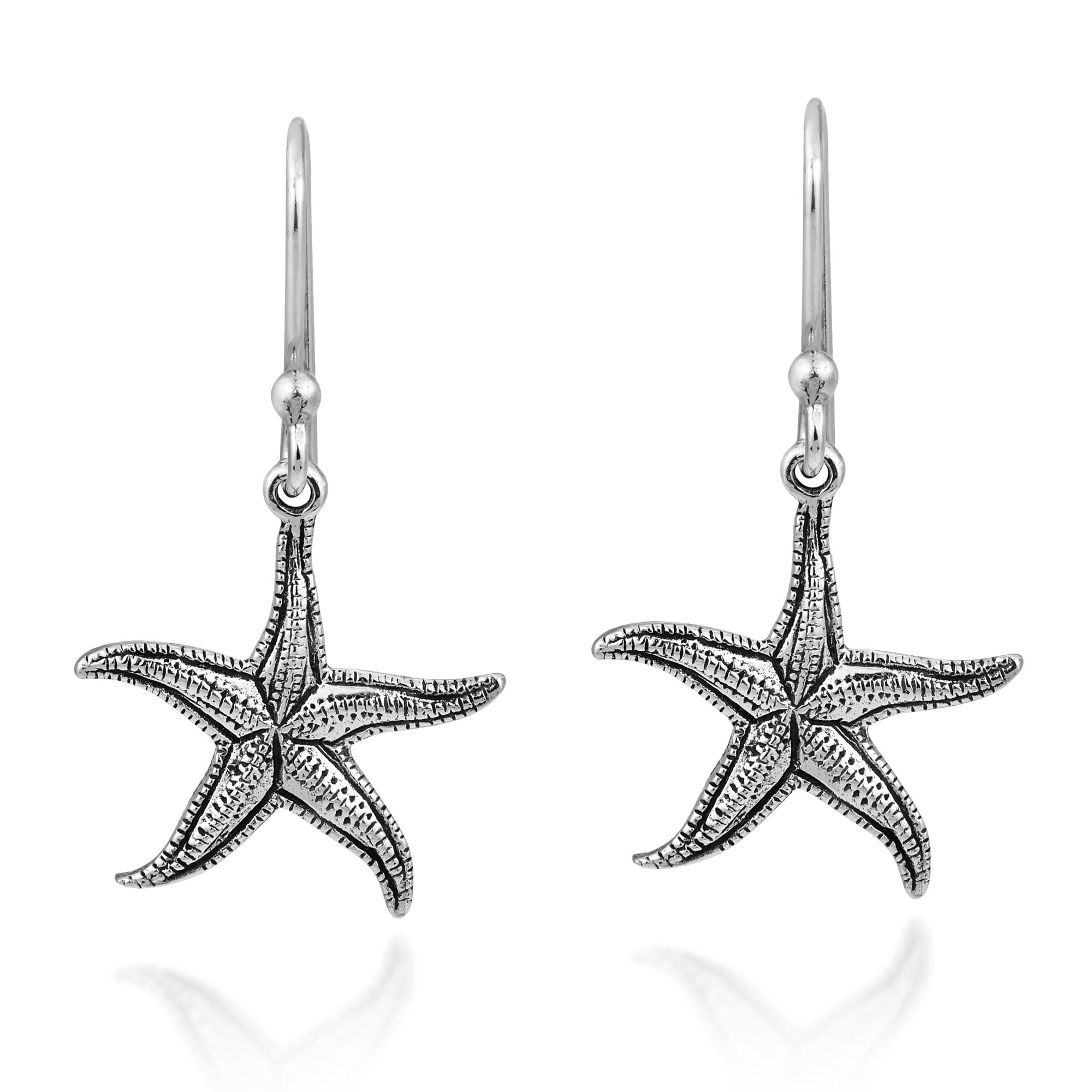 Beautifully Detailed Ocean Inspired Sterling Silver Starfish Dangle