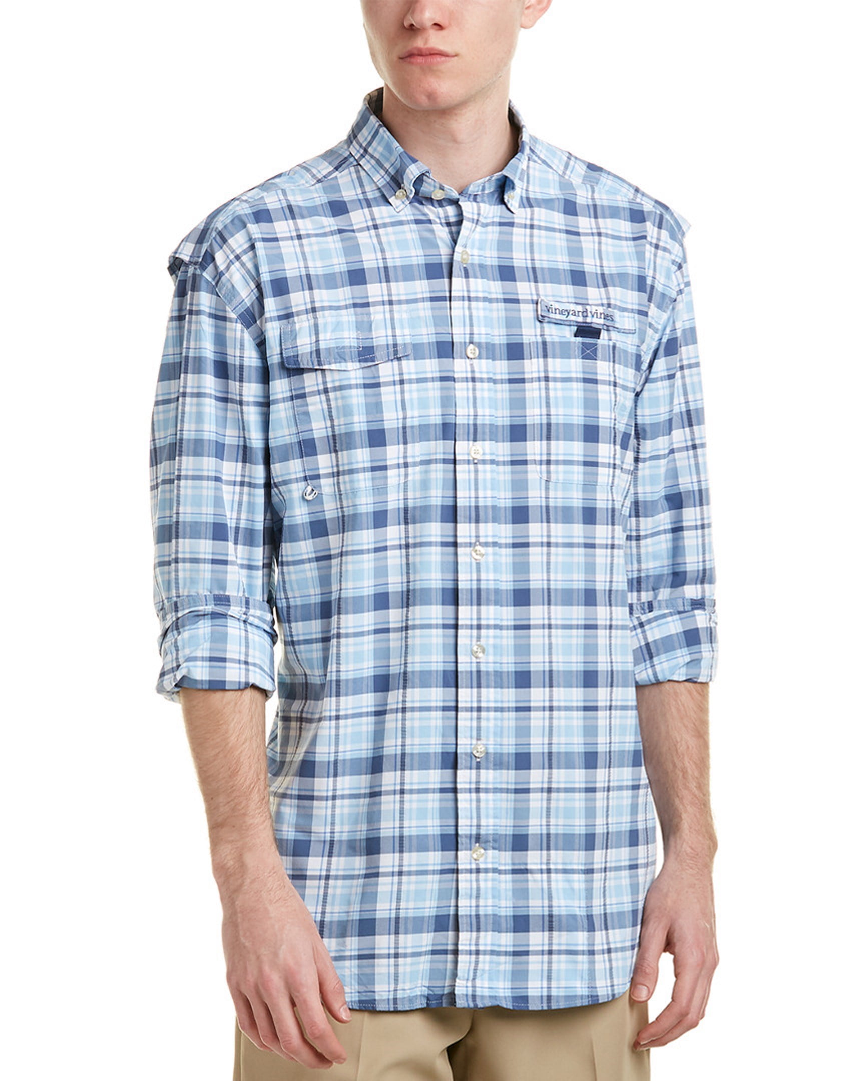Vineyard Vines Men's Harbor Placida Plaid Shirt in Flag Blue 125.00 (S