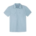thumbnail image 1 of Bienzoe Boys Button Up Shirt: Short Sleeve Kids Dress Collared Shirts Two Pockets Aqua 12, 1 of 10