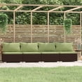 thumbnail image 1 of vidaXL 4-Seater Sofa with Cushions Brown Poly Rattan, 1 of 5