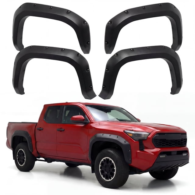 ORVAK Pocket Bolt-Riveted Rugged Style Fender Flares Matte Black 4pcs Set for Toyota Tacoma(2024-2026)NOT for Trailhunter and TRD Pro Trims