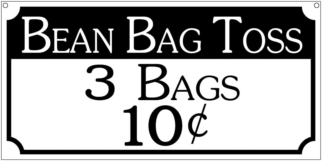 Bean Bag Toss 3 Bag 10c 6x12 Aluminum Retro Fair Carnival Park sign