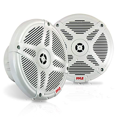 Pyle 6.5 Inch Marine Speakers (Pair) - 2-Way IP-X4 Waterproof and Weather Resistant Outdoor Audio Dual Stereo Sound System with 600 Watt Power and Low Profile Design - Pyle PLMR652W (White)