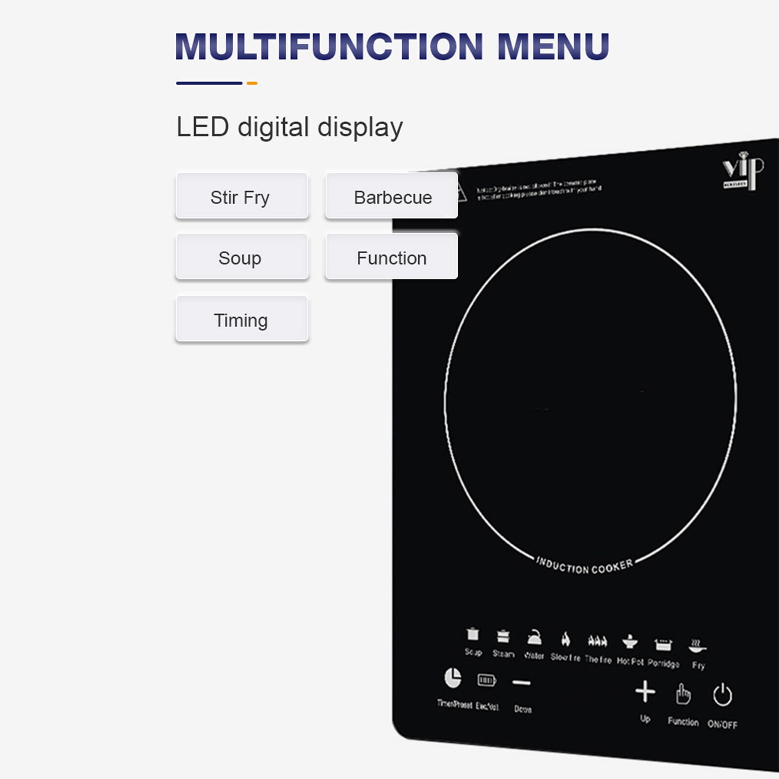 Portable Induction Cooktop Hot Plate Countertop Burner 2200W, 8 Temp Levels, Timer, Auto-Shut-Off, Touch Panel, LED Display, Auto Pot Detection, Child Safety Lock, 8 Preset Programs
