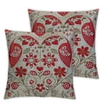 thumbnail image 2 of Jiayy Pillow Case Danish Heart Scandinavian Red Folk Pattern Birds Retro Holidays Finnish Nature Nordic Rural Farmhouse Decorative Throw Pillows Covers  2 pcs for Fall Decorations, 2 of 6