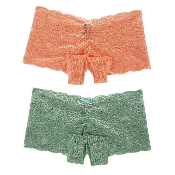 Womens Panties Small to Plus Size Open Peek-a-Boo Lace Boyshort Lingerie