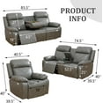 thumbnail image 2 of PonLiving Power Leather Recliner Loveseat with LED Lights,with USB Port/Storage Console/Cup Holders. Grey, 2 of 12