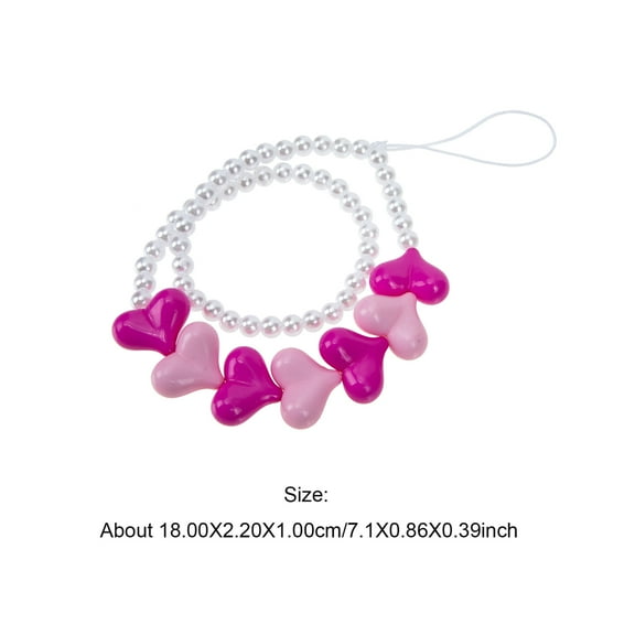 COMPUKAS Heart-Shaped Beaded Phone Charm Strap for Mobile Phones, Stylish Accessory, Perfect Holiday , 1 Piece, 7.1x0.9in