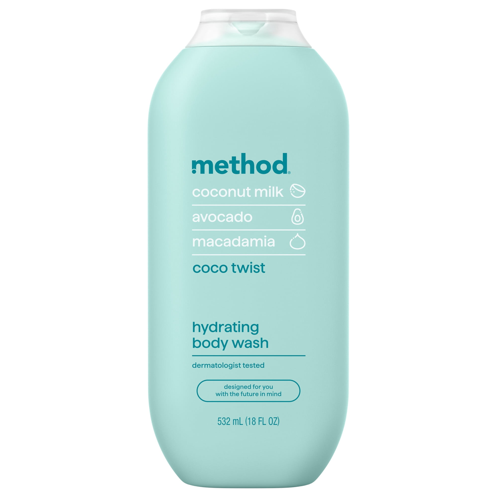 method Body Wash, Coco Twist - Leaves Skin Feeling Soft & Moisturized, Made Without Parabens, Notes of Coconut Milk, Avocado & Macadamia, 18 fl oz