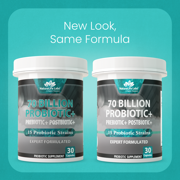 Probiotics 70 Billion CFU – 15 Probiotic strains + Organic Prebiotic+ Postbiotic 3-in-1 Complete – Promotes Healthy Digestive & Immune Function –Gas, Bloating, Constipation Support – for Men & Women
